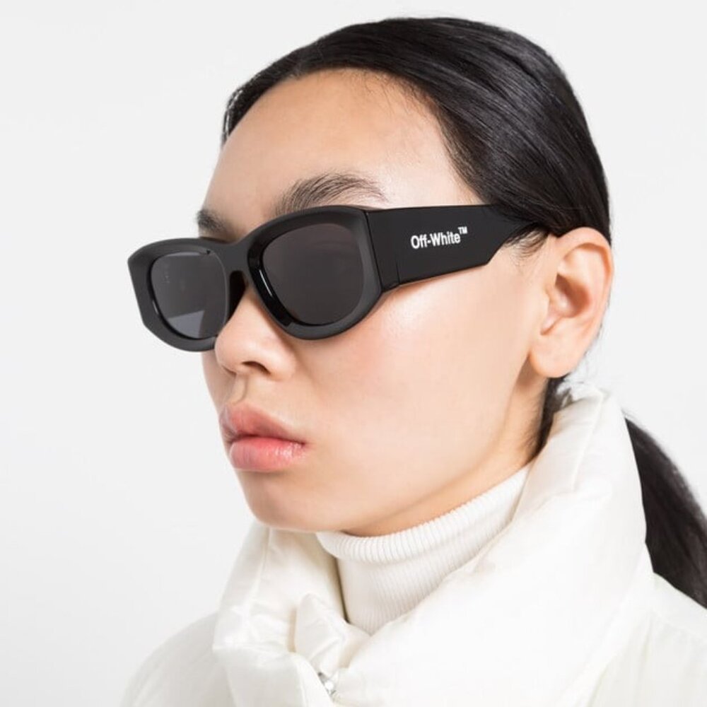 Off-White Men Sunglasses Black Grey Cat Eye OERI041 JOAN 1007 NEW AUTHENTIC - Picture 14 of 15